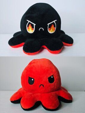 TeeTurtle - The Original Reversible Mood Octopus (Angry Red + Rage Black)